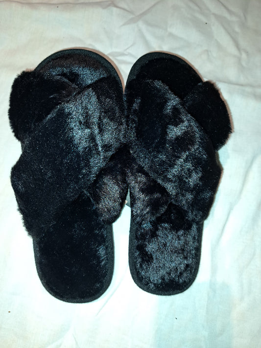 Black Women Plush Slippers
