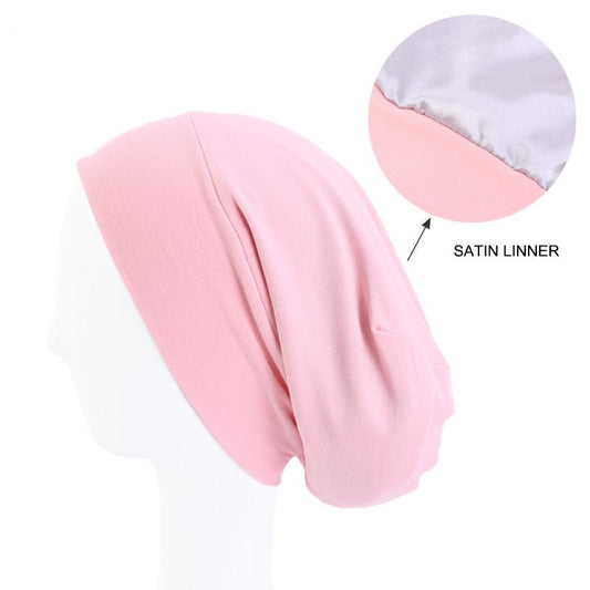 Pink Acrylic Silk Satin Hair Bonnet