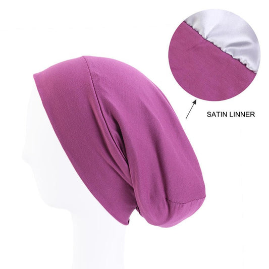 Purple Acrylic Silk Satin Hair Bonnet
