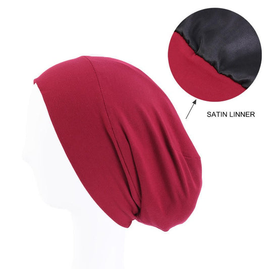 Red Acrylic Silk Satin Hair Bonnet