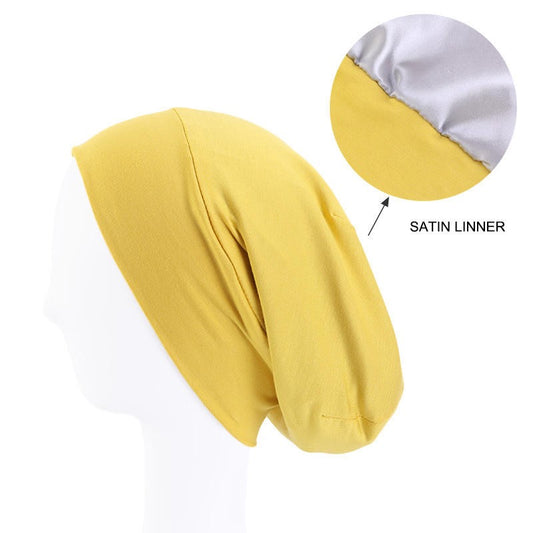 Yellow Acrylic Silk Satin Hair Bonnet