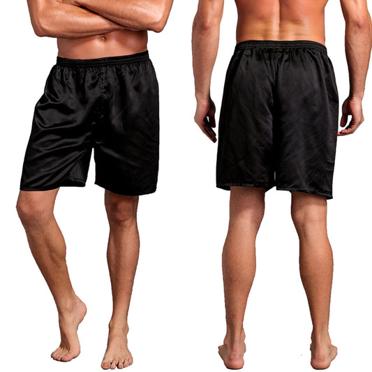 Men’s Satin Silk Short Pajamas Pants (Black)
