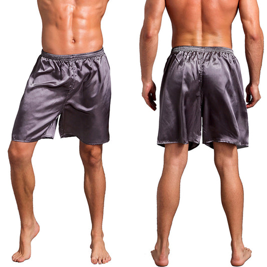 Men’s Satin Silk Short Pajamas Pants (Gray)