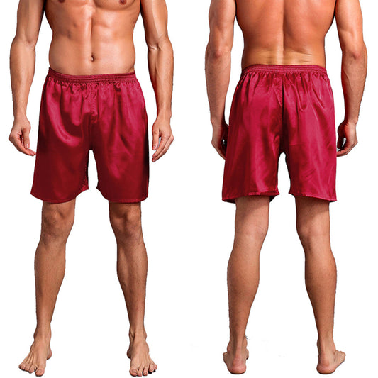 Men’s Satin  Silk Short Pajamas Pants (Red)