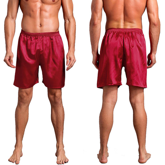 Men’s Satin Silk Short Pajamas Pants (Red)