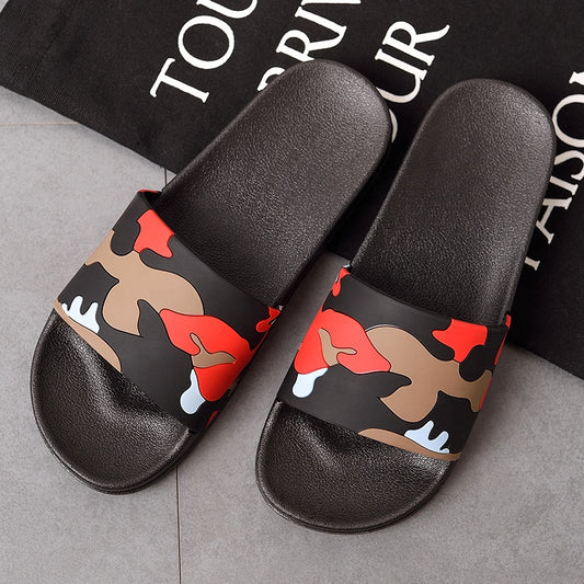 Men Red Outdoor Fashion Colourful Camouflage Slippers